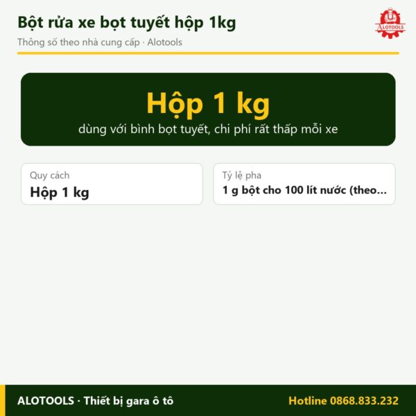 bột rửa xe bọt tuyết 1kg - thông số