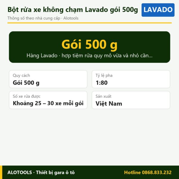 bột rửa xe không chạm Lavado - thông số