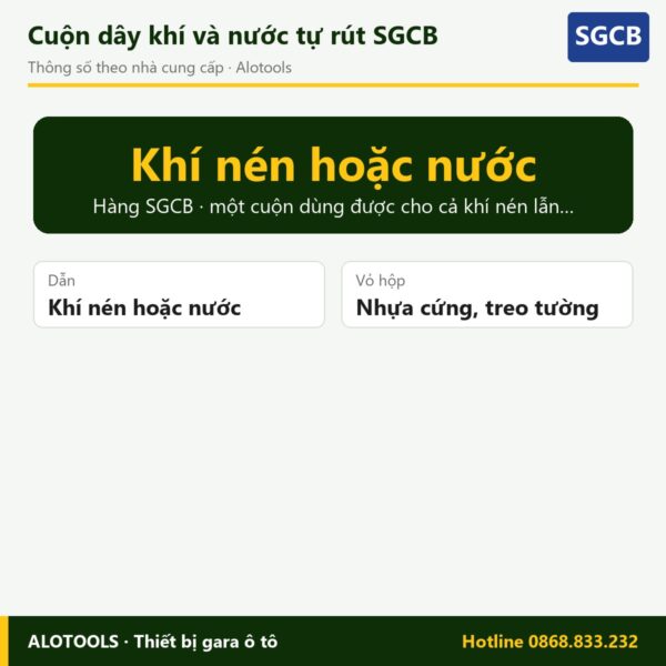 Cuộn dây khí và nước tự rút SGCB 5 cuộn dây khí nước tự rút SGCB - thông số