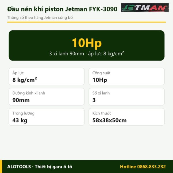 Thông số đầu nén khí Jetman FYK-3090