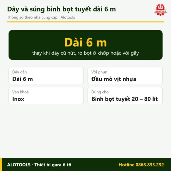 dây và súng bình bọt tuyết - thông số