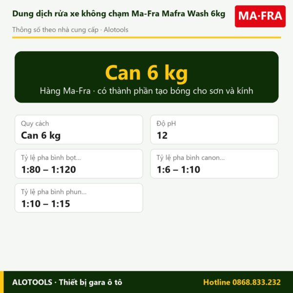 dung dịch Mafra Wash 6kg - thông số
