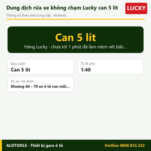 dung dịch rửa xe không chạm Lucky - thông số