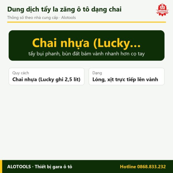 dung dịch tẩy la zăng - thông số