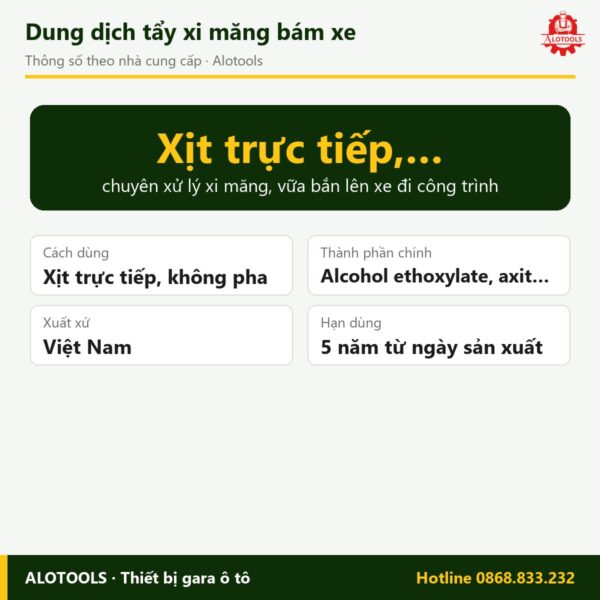 dung dịch tẩy xi măng - thông số