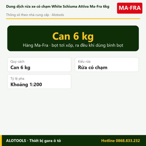 dung dịch White Schiuma Attiva 6kg - thông số