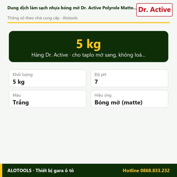 dưỡng nhựa Dr. Active Polyrole Matte - thông số