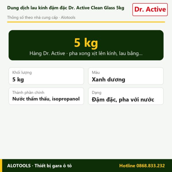 lau kính Dr. Active Clean Glass - thông số