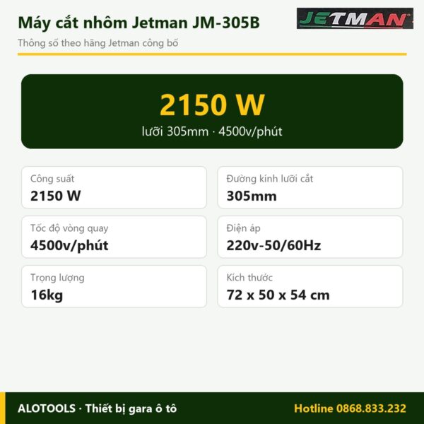 Thông số máy cắt nhôm Jetman JM-305B
