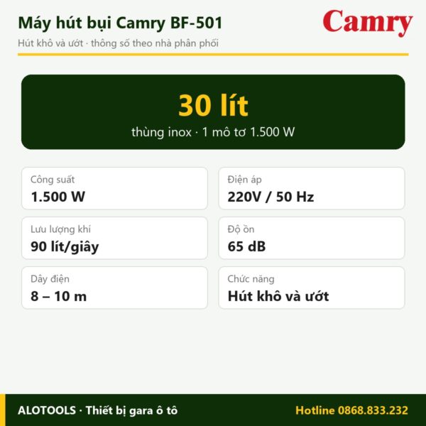 Thông số máy hút bụi Camry BF-501