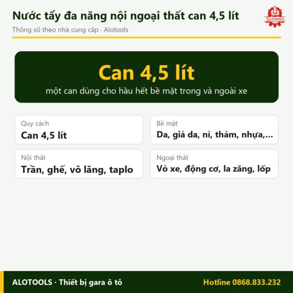 nước tẩy đa năng nội ngoại thất - thông số