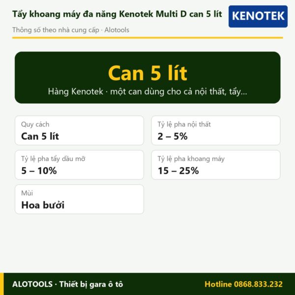 tẩy khoang máy Kenotek Multi D - thông số