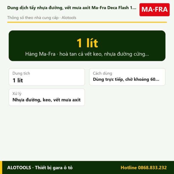 tẩy nhựa đường Deca Flash - thông số