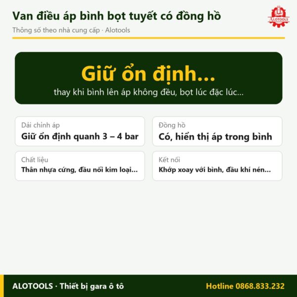 van điều áp bình bọt tuyết - thông số