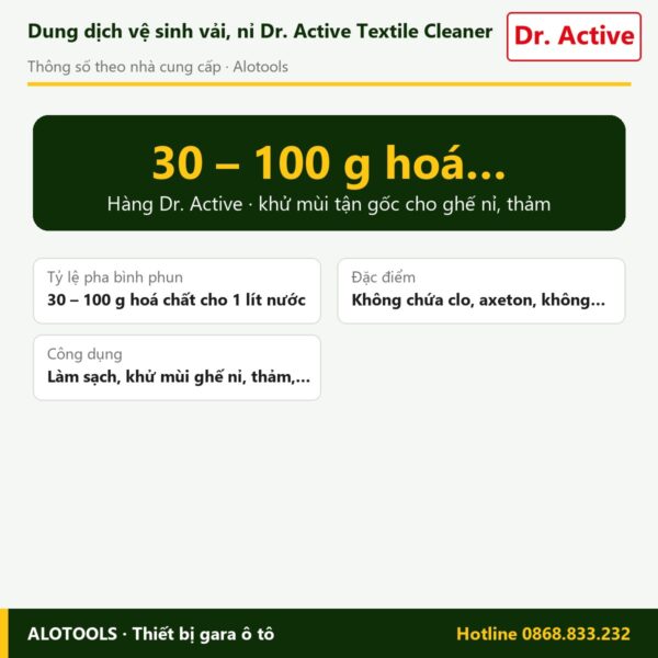 vệ sinh vải nỉ Dr. Active Textile Cleaner - thông số