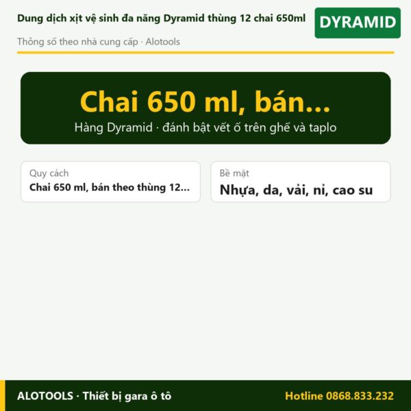 xịt vệ sinh đa năng Dyramid - thông số