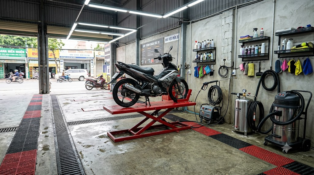Trọn bộ thiết bị rửa xe máy chuyên nghiệp cho tiệm 2 trọn bộ thiết bị rửa xe máy