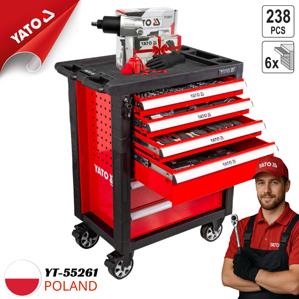 Tủ đồ nghề 238 chi tiết Yato YT-55261, 6 ngăn, 4 khay định hình 6 tủ đồ nghề 238 chi tiết - hình 6