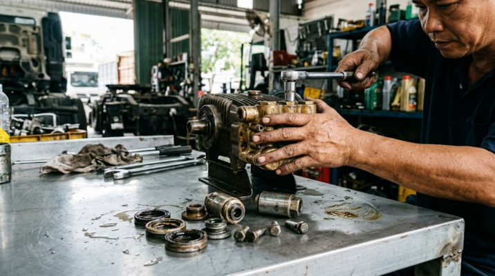 tụt áp máy rửa xe tải