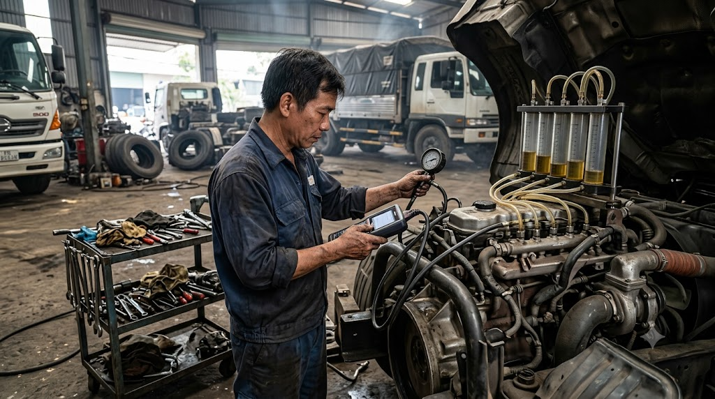 xe tải Hino đề dai khó nổ